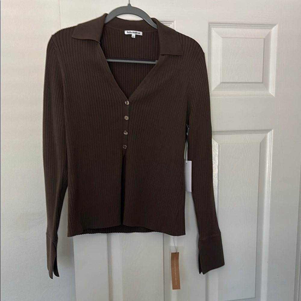 Reformation Brown Button Down Shirt